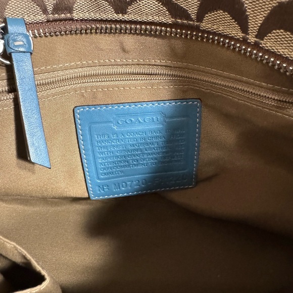 Coach Signature Canvas Tote with Blue Leather Trim - Picture 5 of 10